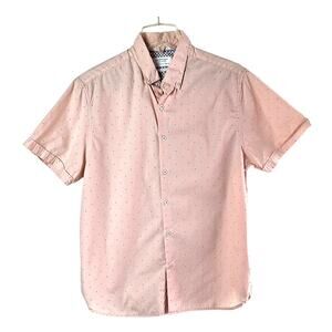 Cactus Man Ricki Singh Men Large Slim Fit Pink Blue Polka Dot Button Front Top